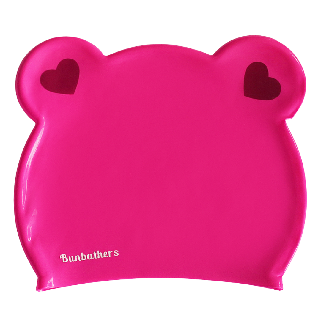 pink kids long hair swim cap