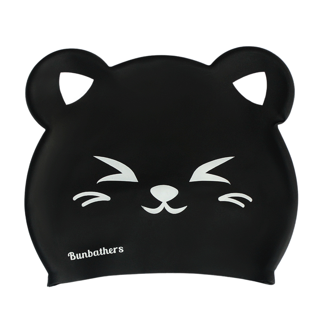 Cat kids long hair swim cap