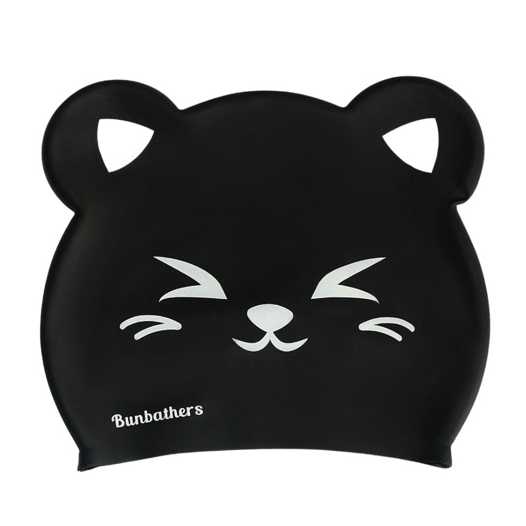 Cat kids long hair swim cap