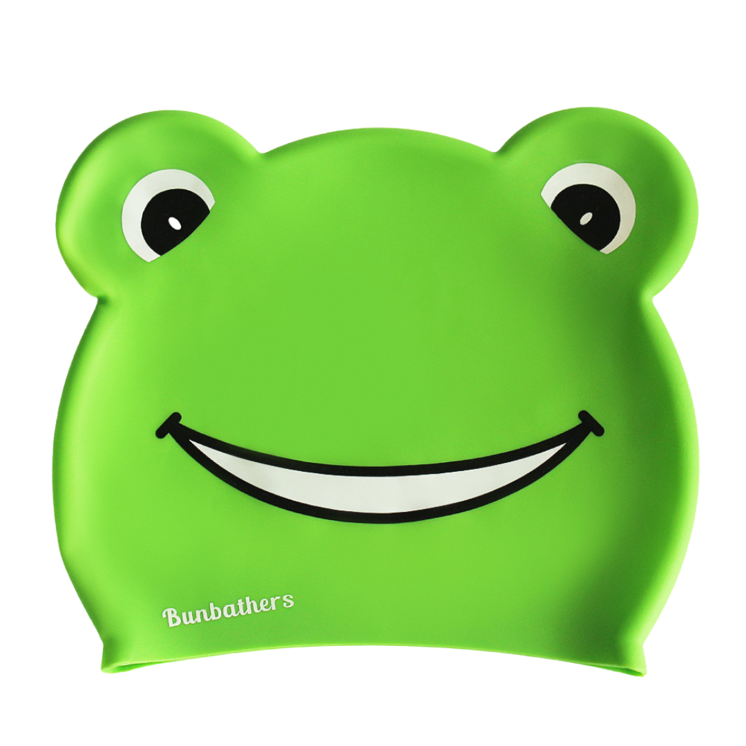 Frog kids long hair swim cap
