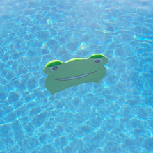 Load image into Gallery viewer, Green frog kids swimming cap with 2 buns
