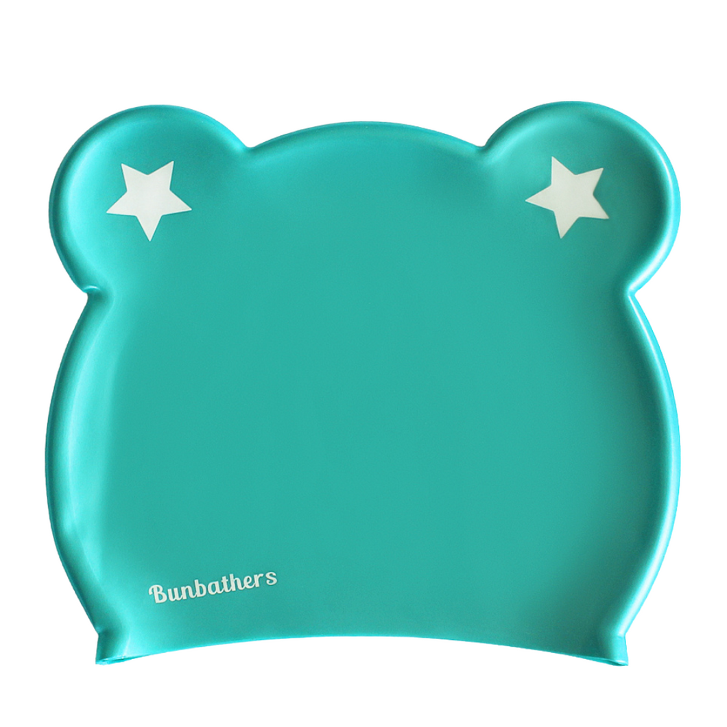 turquoise star long hair kids swim cap