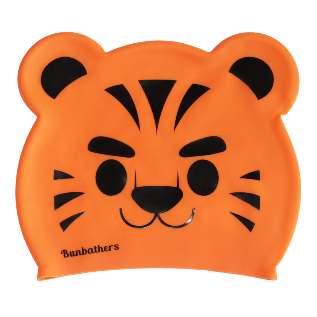 Tiger kids long hair swim cap